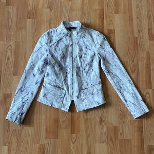 WHBM Purple & White Snake Print Moto Jacket